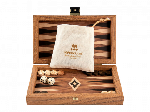 Ostábla - Manopoulos Backgammon,- ostáblajáték utazási készlet, 19 x 23 cm