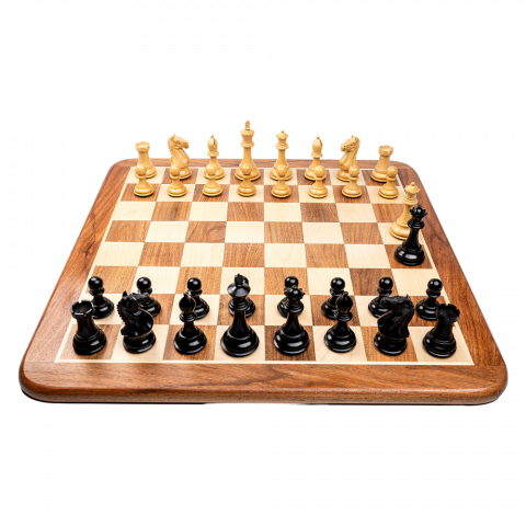 Staunton 6 Supreme Black sakk készlet padauk táblával [1]