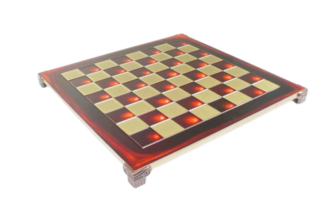 Sakktáblák - Fém ( réz)- sakktábla - 28cm Piros
