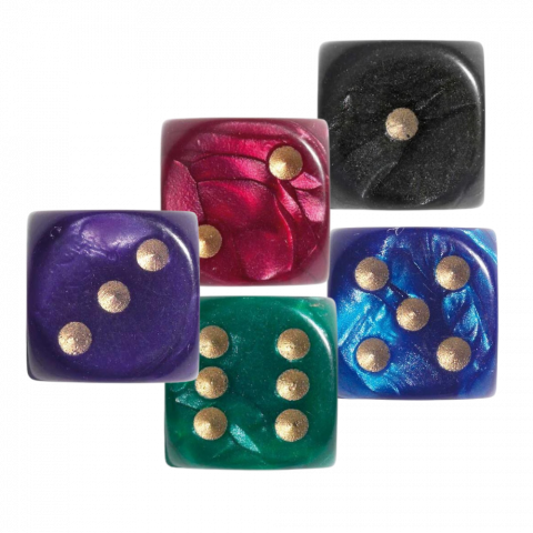 Ostábla - Több szinű gyöngy dobókockák 16mm - 2 darabos készlet