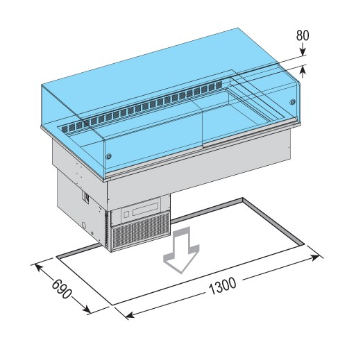 Vitrină frigorifică incorporabila drop-in pentru cofetărie ARMONIA 64/2 TEKA +4 +10 oC, lungime 1386 mm [3]