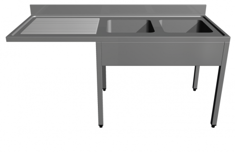 Spalator inox cu 2 cuve - Spalator inox cu 2 cuve si loc pentru masina de spalat vase