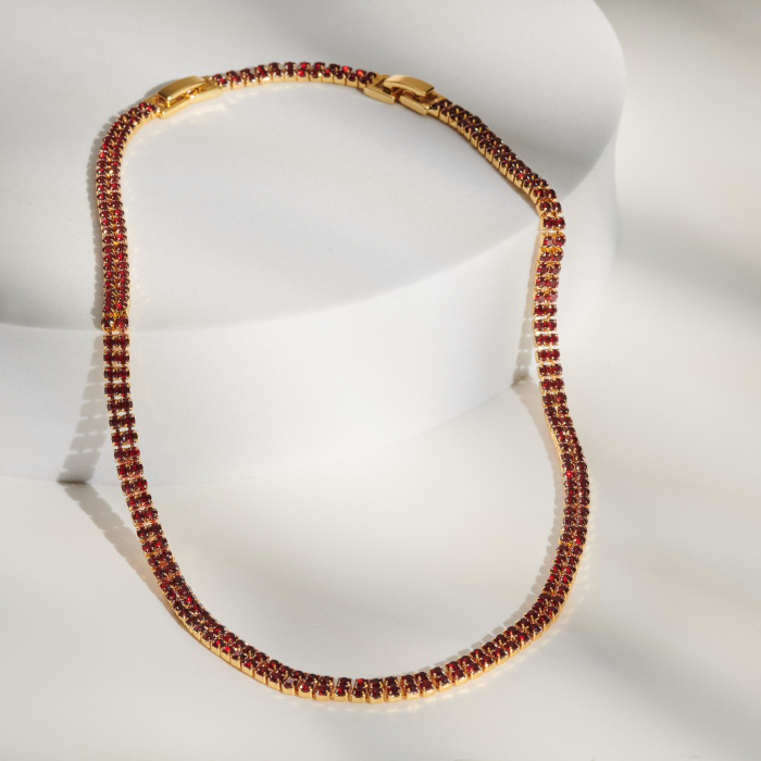 Colier Tennis Dark Red Crystal [1]
