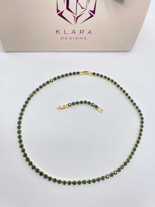 Colier Tennis Green Crystal [1]