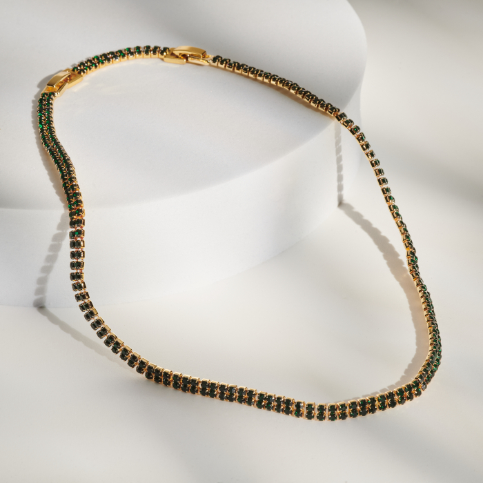 Colier Tennis Green Crystal [1]