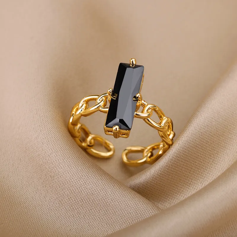 Inel Rectangular Black [2]