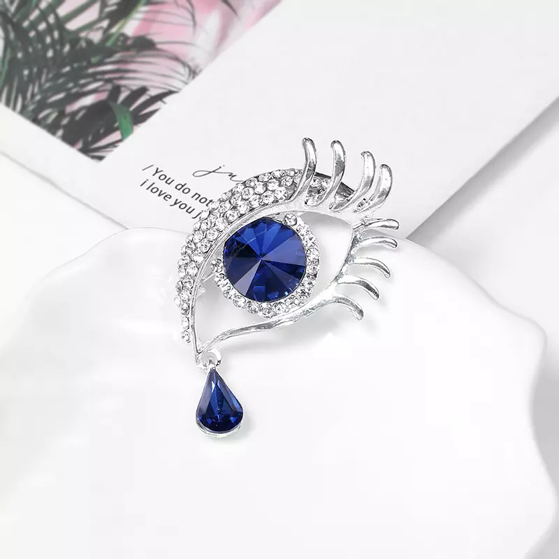 Broşă - Blue Eye Drop Crystal Brooch