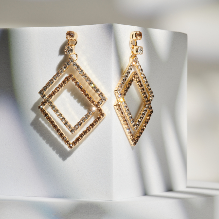 Pentru Ea - Cercei Klara Quadratic White and Gold