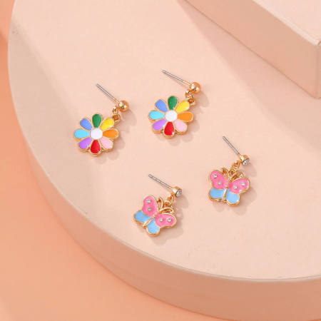 Cercei Pentru Copii - Cercei Pentru Copii Flower & Butterfly