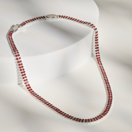 Coliere Tennis Cu Pietre Cristale - Colier Tennis Dark Red Crystal