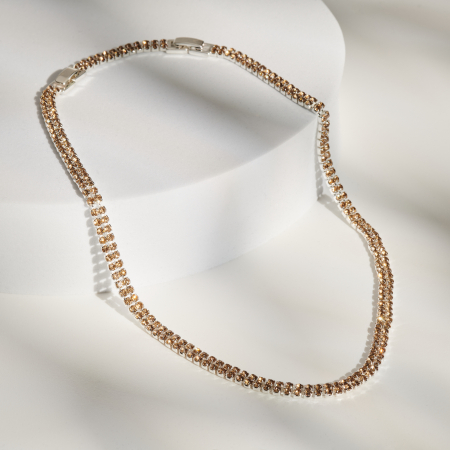 Coliere Tennis Cu Pietre Cristale - Colier Tennis Golden Crystal