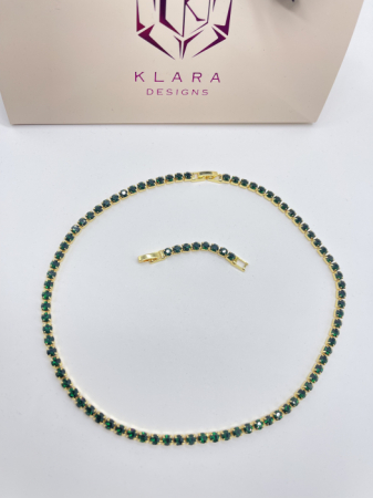 Colier - Colier Tennis Green Crystal