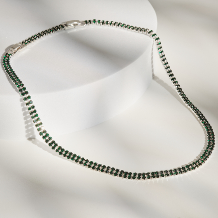 Coliere Tennis Cu Pietre Cristale - Colier Tennis Green Crystal