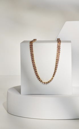 Colier Tennis Pink Crystal [2]