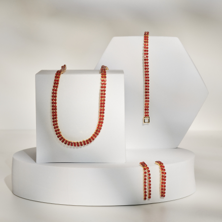 Seturi Tennis Cu Pietre Cristale - Set Tennis Klara Red