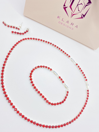 Seturi Tennis Cu Pietre Cristale - Set Tennis Klara Red
