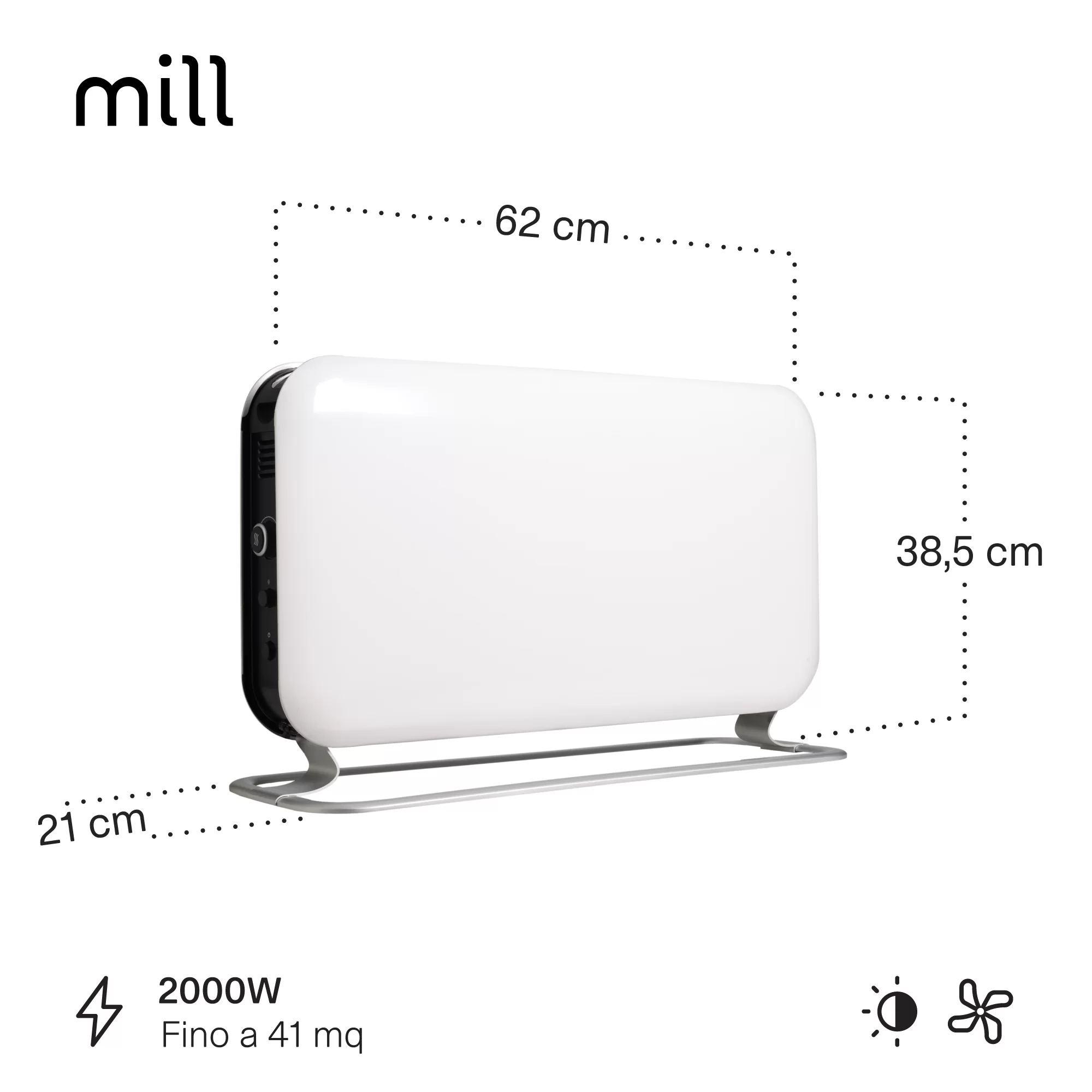 Termoconvector portabil cu convecție instantanee Mill 2000W LED [2]