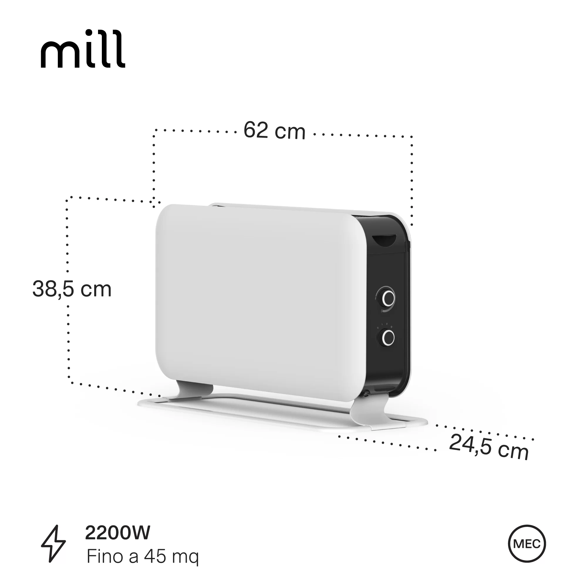 Termoconvector portabil cu convecție instantanee Mill 2200W MEC [4]
