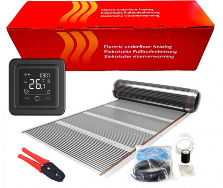 Incalzire electrica in pardoseala - Kit Film incalzire in pardoseala electric sub parchet, 140W/m², 1m latime, cu termostat C16 WIFI