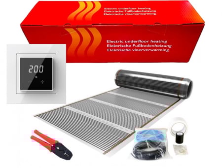 Incalzire electrica in pardoseala - Kit Film incalzire in pardoseala electric sub parchet, 140W/m², 1m latime, cu termostat ET44 WIFI