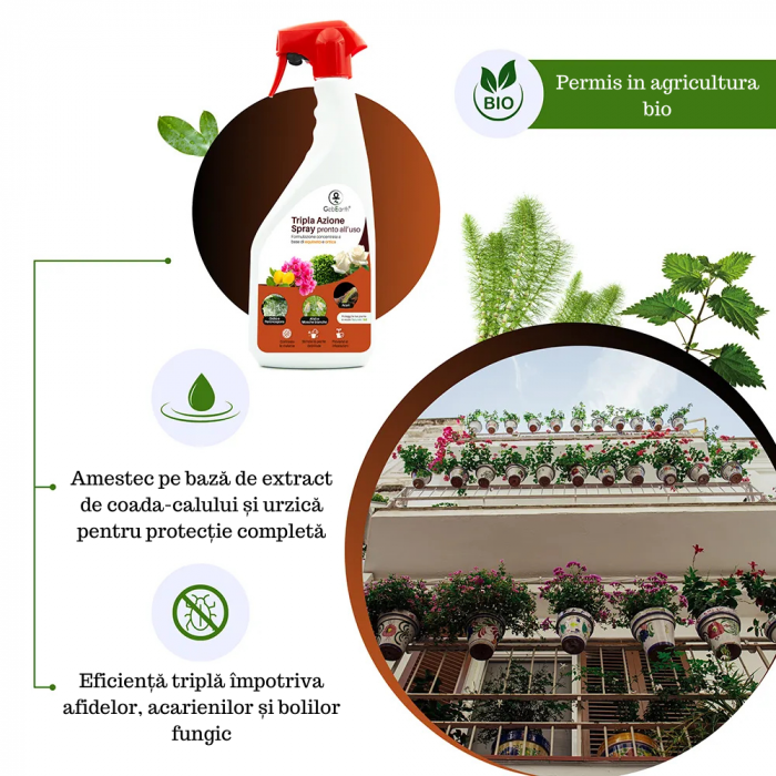 Tripla Acțiune împotriva afidelor, muștelor albe, făinare, mana si acarieni - spray - 1L - extract urzica si coada calului [4]