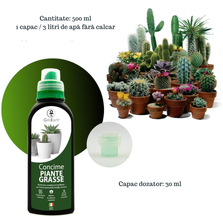 Ingrasamant pentru cactusi si suculente GebEarth 500 ml, Micronutrienti pentru suculente sanatoase si viguroase, Sustinere a radacinilor si rezistenta la stres pentru suculente si cactusii [4]