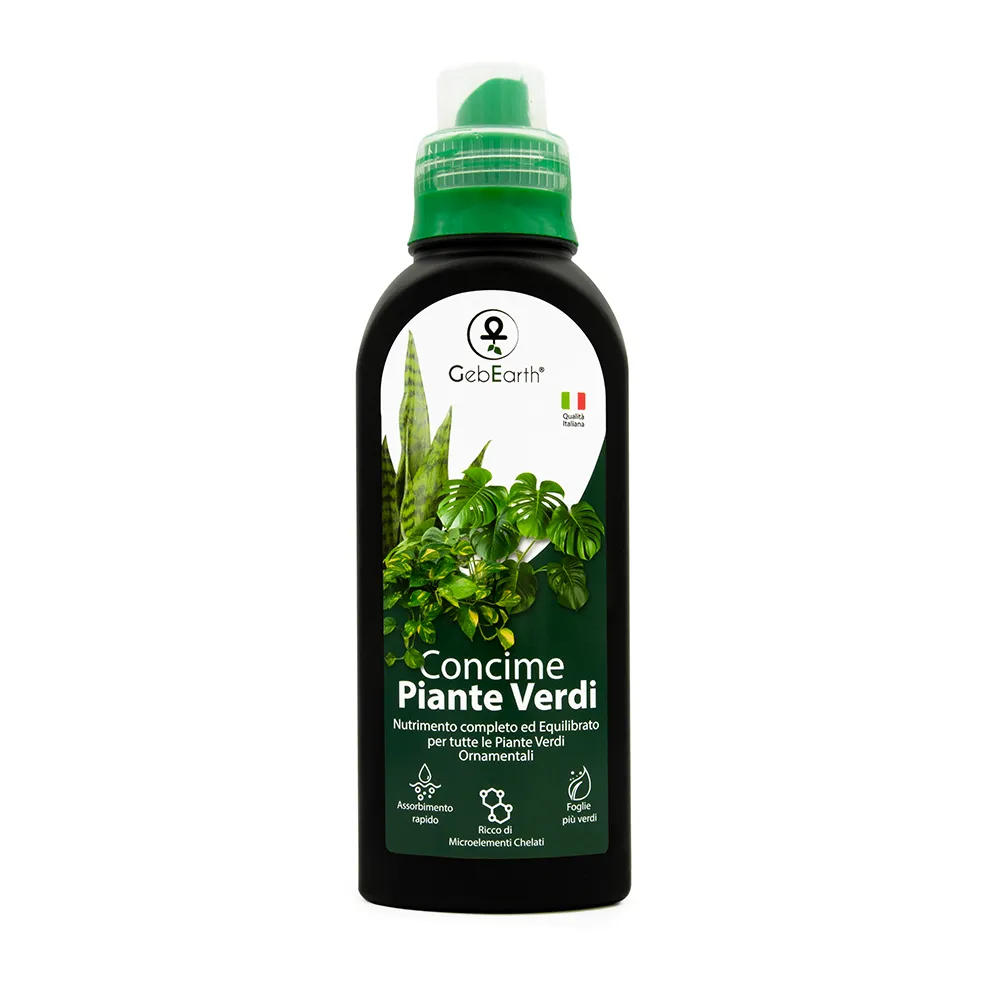 Pamant flori, ingrasaminte si pesticide - Ingrasamant pentru plante ornamentale verzi GebEarth 500 ml, Ingrasamant perfect pentru Monstera, Ficus, Pothos si toate tipurile de plante verzi, Formula anti-ingalbenire a frunzelor, imbogatita cu f