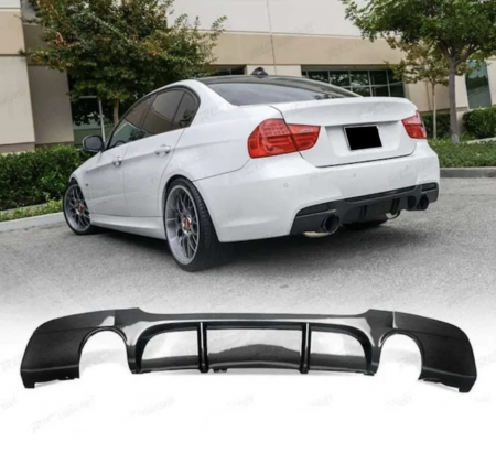E90/E91 - Difuzor Prelungire Bara Spate BMW Seria 3 E90 M-Tech Evacuare Dubla