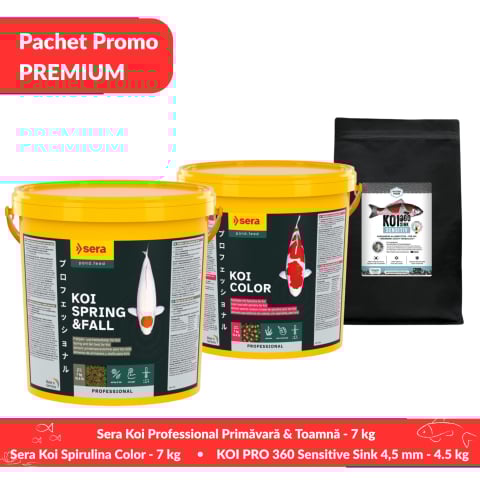 Hrana Koi Primavara/Toamna/Iarna - Pachet Promo PREMIUM Mancare Iarna Sera & Nutramare