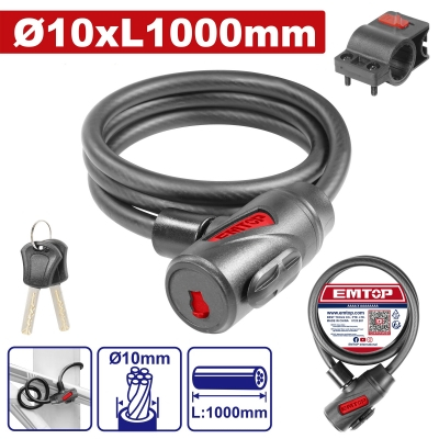 Accesorii biciclete - EMTOP ANTIFURT BICICLETA 10 x 100 cm
