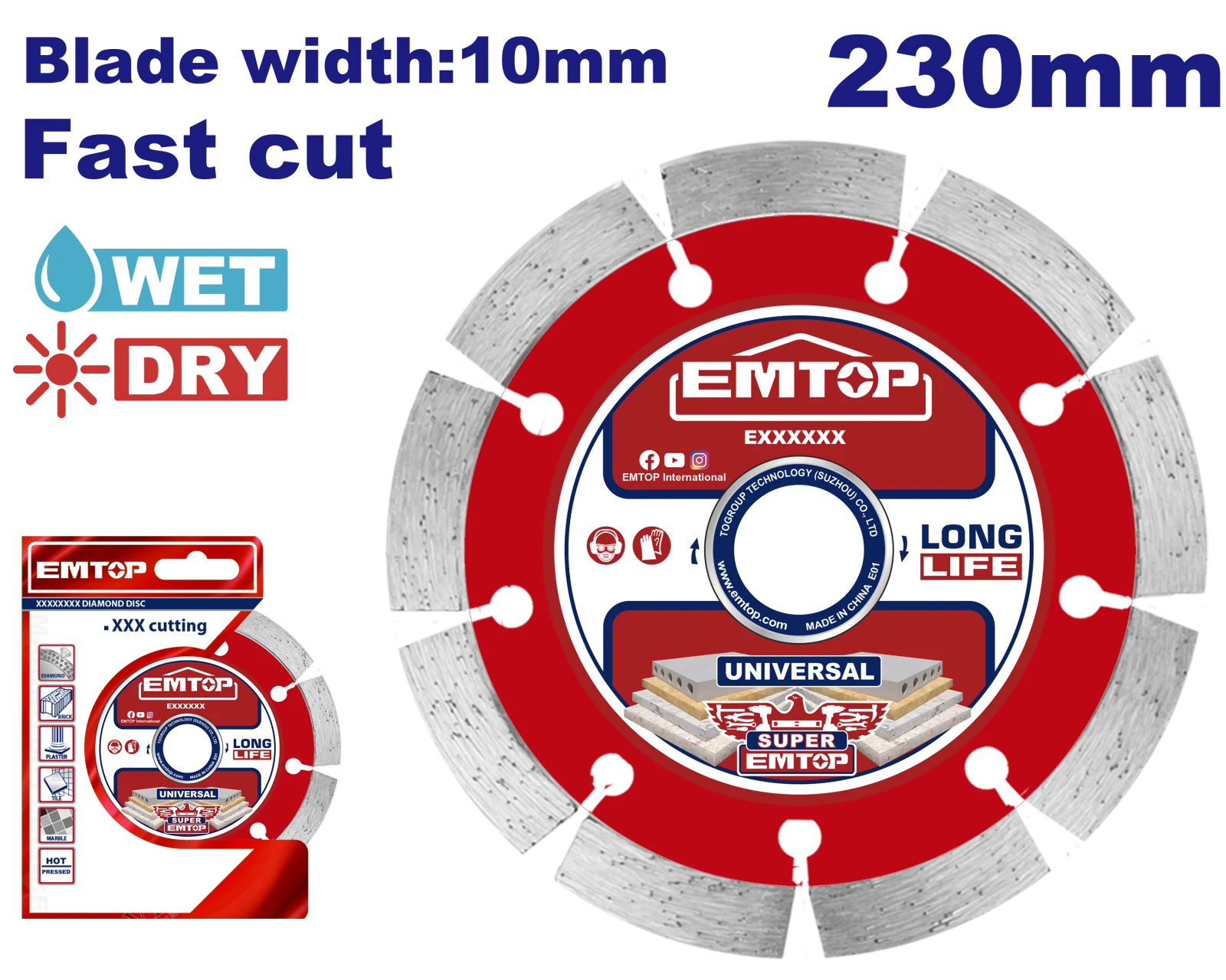 Discuri diamantate - EMTOP DISC DIAMANT SEGMENTAT 230 mm, EDDC012302