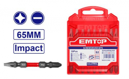 Seturi si accesorii pentru insurubat - EMTOP SET 10 BITI ESBTMHL133