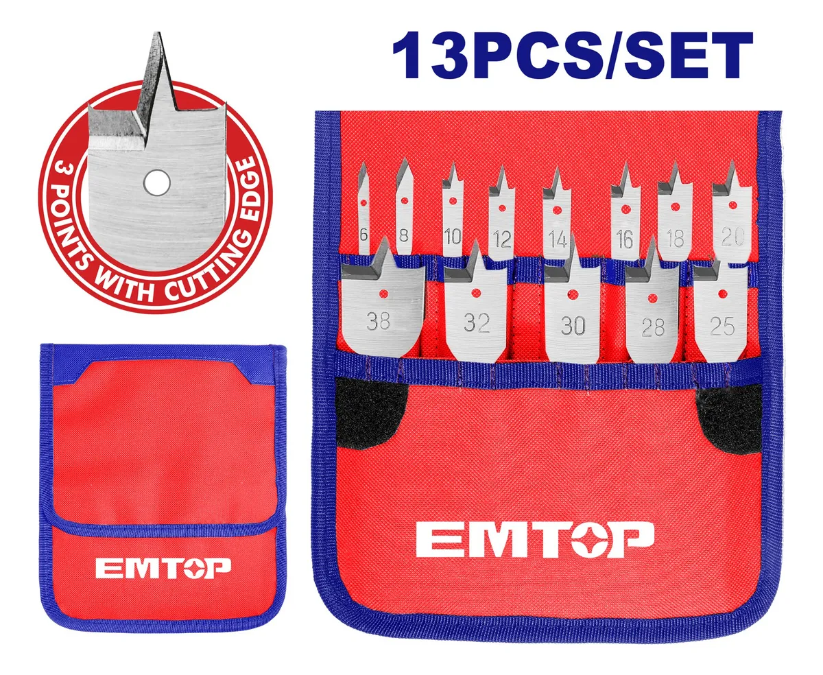 Burghie si seturi burghie pentru lemn - EMTOP SET 13 BURGHIE PLATE LEMN, EWFD41301