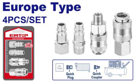 Compresoare, scule pneumatice si accesorii - EMTOP SET 4 CUPLE RAPIDE, EMQP4670