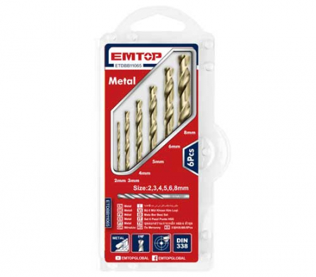 ACCESORII SCULE ELECTRICE - EMTOP SET 6 BURGHIE METAL HSS ETDBB11065