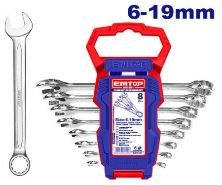 Chei si truse chei - EMTOP SET 8 CHEI COMBINATE 6-19 mm ECSS10801