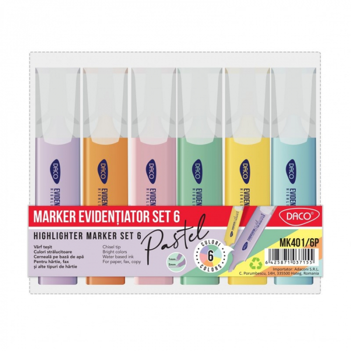 Marker evidentiator pastel set 6 DACO MK401/6P [1]