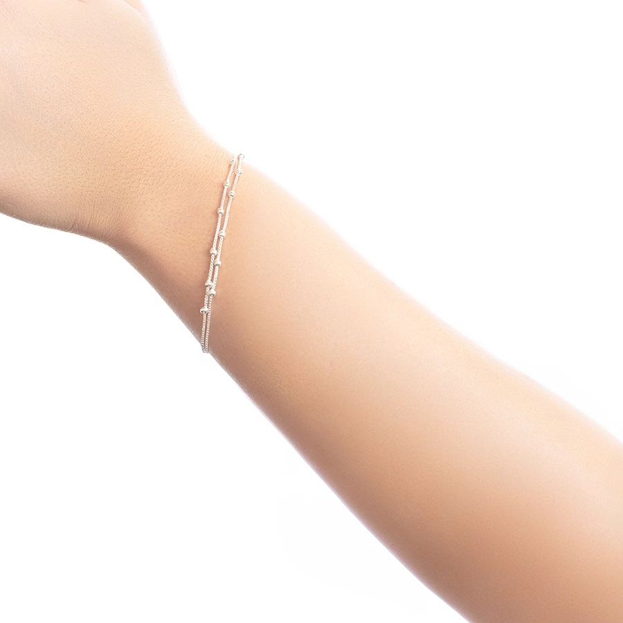 Brățară din argint 925 cu doua rânduri de bile lucioase netede [2]