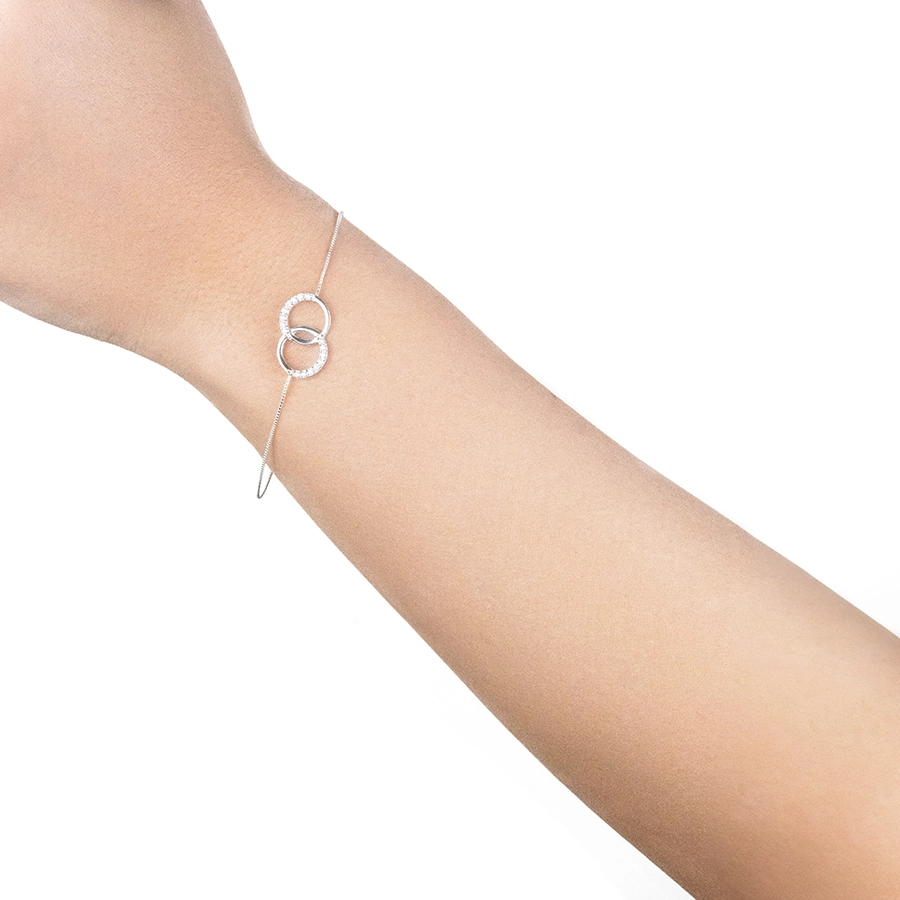 Brățară din argint 925  cercuri împletite, zirconii transparente [2]