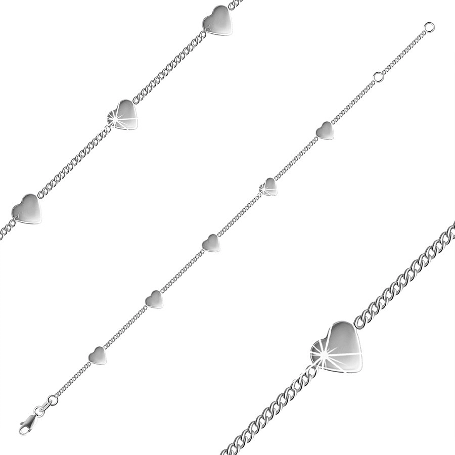 Brățară din argint 925 - lanț realizat din verigi ovale, inimi lucioase [4]