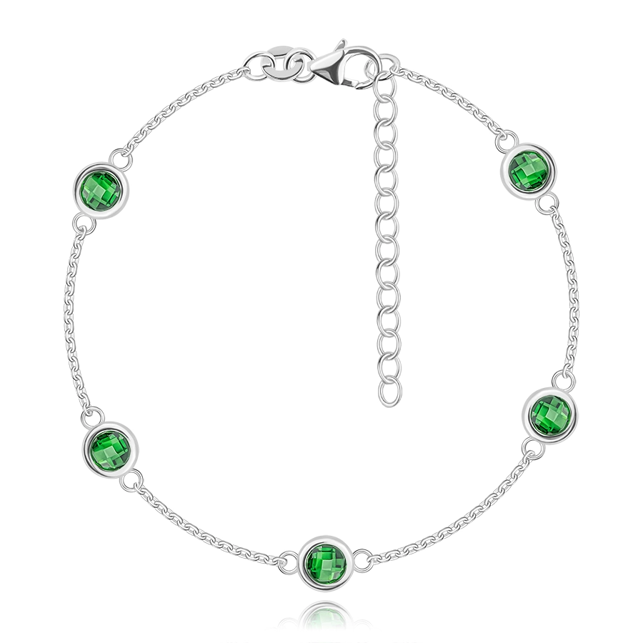 Brățară din argint 925 - zirconii verzi rotunde, margine netedă [1]