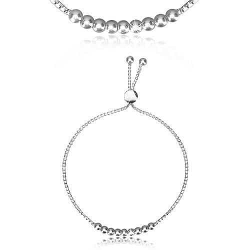 Brațară reglabilă din argint 925 - lanț unghiular, bile lucioase [2]