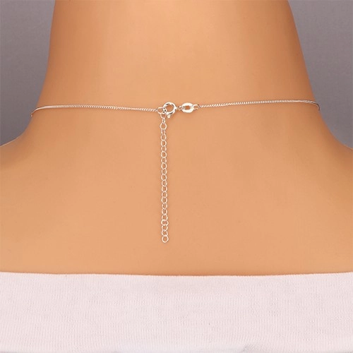 Colier realizat din argint 925 - siluetă ondulată de ochi cu zirconiu [3]