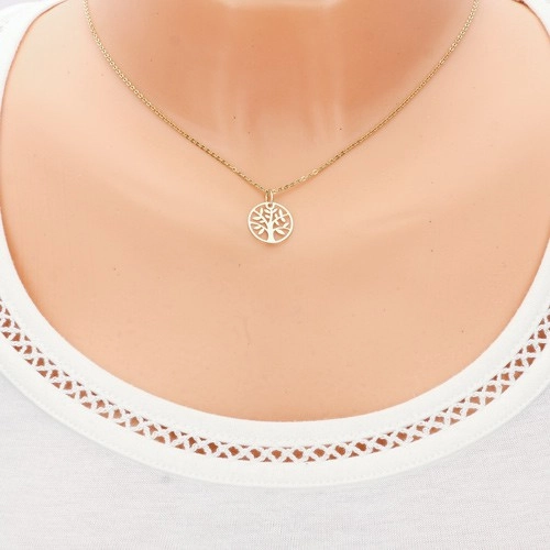 Pandantiv din aur 585 - lucios și plat, cerc cu copacul vietii [2]