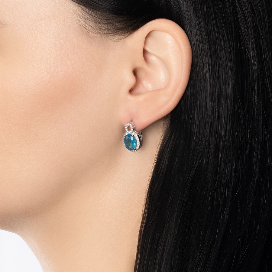 Set argint 925, pandantiv și cercei, zircon oval de culoare acvamarin [7]