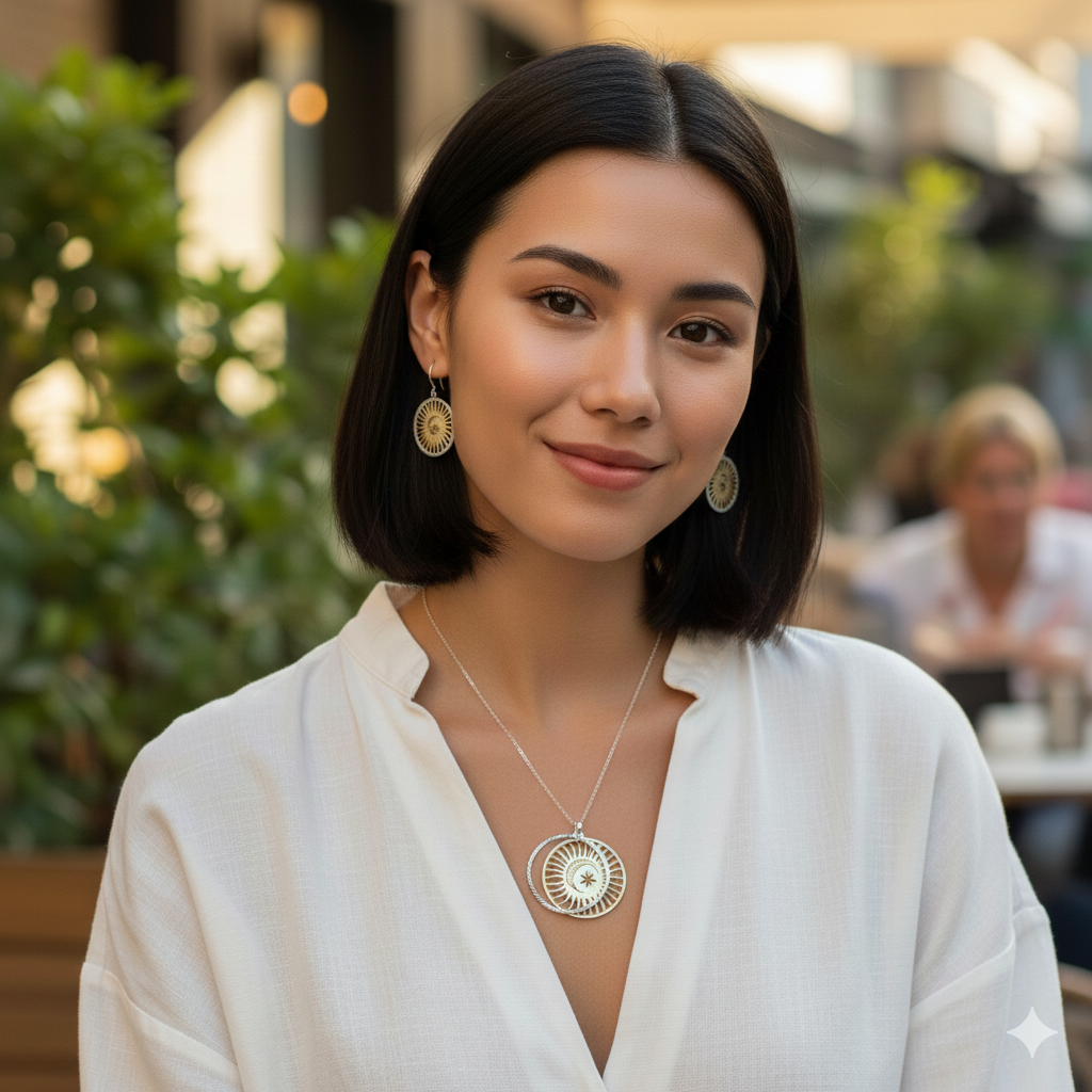 Set de Bijuterii Astral din Argint 925 - Colier și Cercei [1]