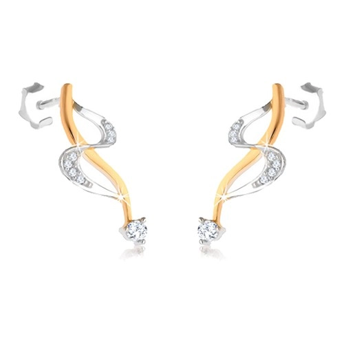 Set de cercei şi pandantiv forma "S" - zirconii, dungă de aur [2]