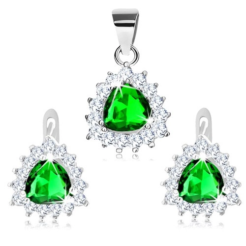 Set din argint 925 format din pandantiv şi cercei zircon verde [1]