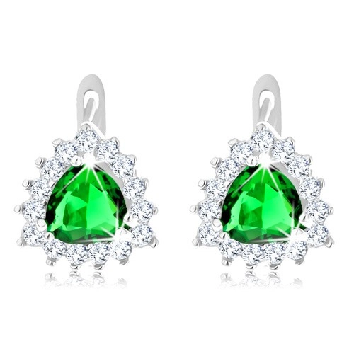 Set din argint 925 format din pandantiv şi cercei zircon verde [2]