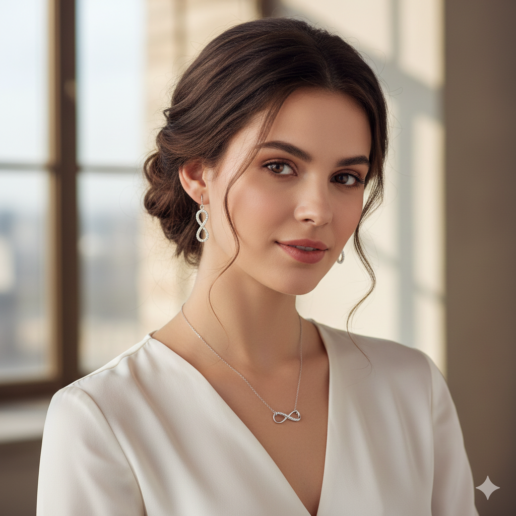 Set Elegant din Argint 925 Infinit – Colier și Cercei cu Zirconii [1]